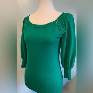 EUC Banana Republic Green Cotton Sweater Enamel Buttons XS